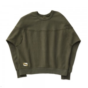 Beetle Green Tracksmith Trackhouse Crew Women's Sweatshirt Singapore | YUSDP-2490