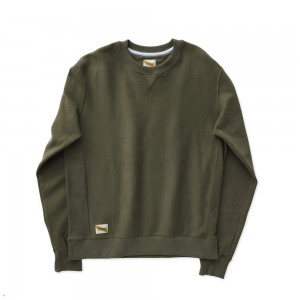 Beetle Green Tracksmith Trackhouse Crew Men's Sweatshirt Singapore | LEFOY-7231