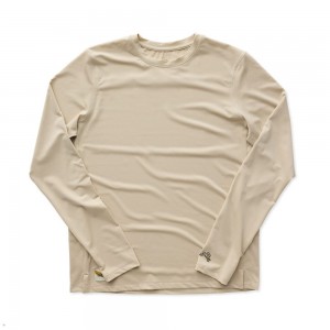 Beige Tracksmith Session Long Sleeve Men's Shirts Singapore | FGWED-6921