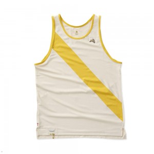 Birch/Goldenrod Tracksmith Van Cortlandt Men's Singlet Singapore | DRLVT-1879