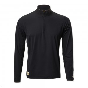 Black Tracksmith Session Quarter Zip Men's Mid Layer Singapore | XMAYC-8293