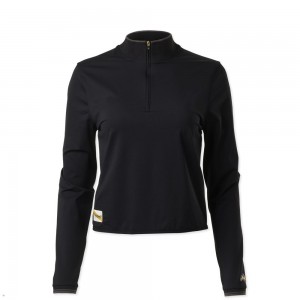 Black Tracksmith Session Quarter Zip Women's Mid Layer Singapore | BAKYG-1627