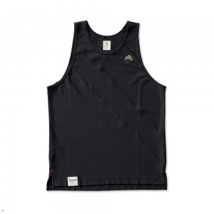 Black Tracksmith Van Cortlandt Men's Singlet Singapore | PCDEV-3049