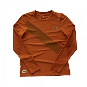 Brick Red/Caramel Tracksmith Van Cortlandt Long Sleeve Women's Shirts Singapore | KMSIH-9408