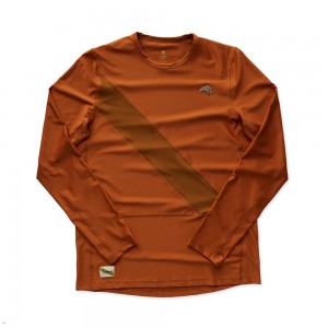 Brick Red/Caramel Tracksmith Van Cortlandt Long Sleeve Men's Shirts Singapore | QTZPL-2316