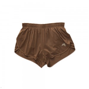 Brown Tracksmith Twilight Split Women's Shorts Singapore | HSIXG-6318