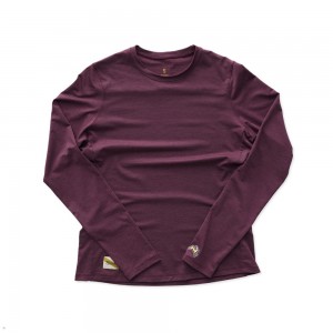 Burgundy Tracksmith Session Long Sleeve Women's Shirts Singapore | EKQDT-7639