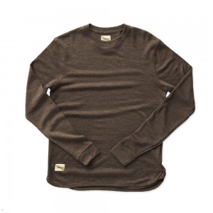 Coffee Heather Tracksmith Downeaster Crew Men's Mid Layer Singapore | ETDAG-9821