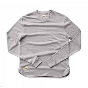 Frost Gray Tracksmith Downeaster Crew Men's Mid Layer Singapore | VXWPL-3468