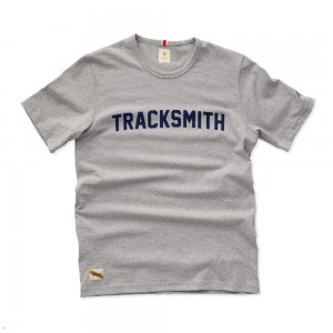 Gray/Navy Tracksmith Grayboy Men's Tee Singapore | XWQEG-4260