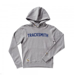 Gray/Navy Tracksmith Trackhouse Men's Sweatshirt Singapore | HRKIO-8523