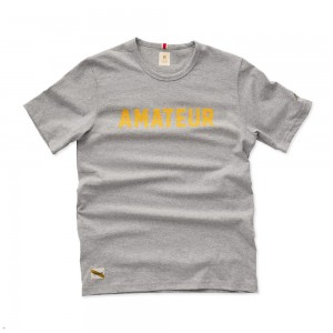 Gray/Yellow Tracksmith Grayboy Amateur Men's Tee Singapore | BSWJH-6852