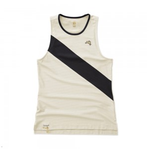 Ivory/Black/Black Tracksmith Van Cortlandt Women's Singlet Singapore | FYSNI-5018