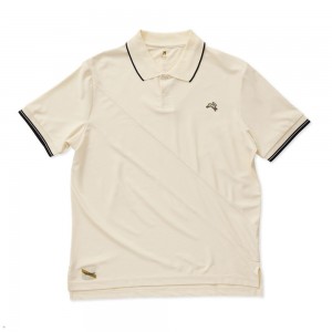 Ivory/Black Tracksmith Van Cortlandt Polo Men's Shirts Singapore | DZLNX-6537