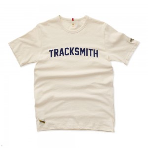 Ivory/Navy Tracksmith Grayboy Women's Tee Singapore | OHQDN-8960