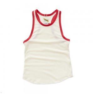 Ivory/Red Tracksmith Run Cannonball Run Women's Tank Singapore | FQSVW-5847