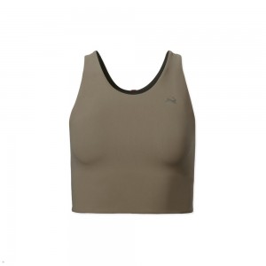 Khaki Tracksmith Turnover Crop Women's Tops Singapore | XNEQP-0897