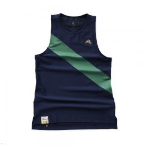 Navy/Green Tracksmith Van Cortlandt Women's Singlet Singapore | ETLZS-2384