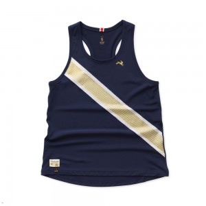 Navy/Ivory/Gold Tracksmith Strata Women's Singlet Singapore | ZICWN-2903