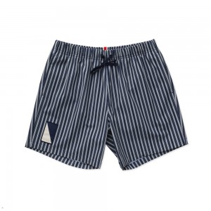 Navy/Ivory Stripe Tracksmith Run Cannonball Run Men's Shorts Singapore | RJLSX-0285