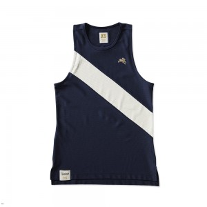 Navy/Ivory Tracksmith Van Cortlandt Women's Singlet Singapore | QCHZE-3071