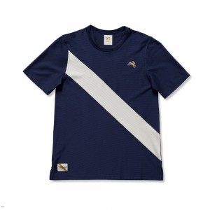 Navy/Ivory Tracksmith Van Cortlandt Women's Tee Singapore | FHEPZ-2867