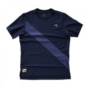 Navy/Nautical Blue Tracksmith Van Cortlandt Men's Tee Singapore | RZNBX-8164