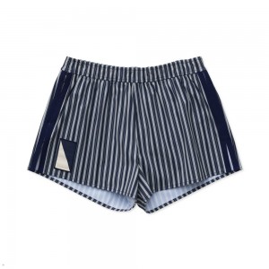 Navy Stripe Tracksmith Run Cannonball Run Women's Shorts Singapore | CTWPL-6395