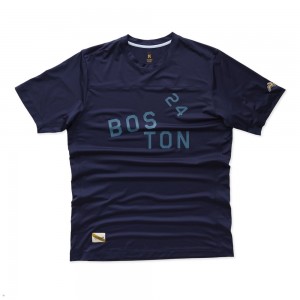 Navy Tracksmith Boston Men's Tee Singapore | NJOSA-7182