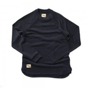 Navy Tracksmith Downeaster Crew Women's Mid Layer Singapore | RMZKL-0398