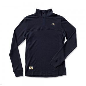 Navy Tracksmith Downeaster Men's Mid Layer Singapore | WKNYP-9568