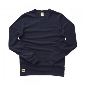 Navy Tracksmith Grayboy Long Sleeve Men's Shirts Singapore | XEGPN-5873