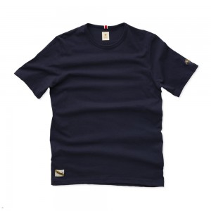 Navy Tracksmith Grayboy Men's Tee Singapore | UONQT-9086