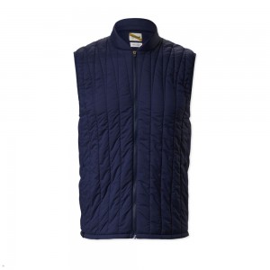 Navy Tracksmith Harbor Men's Vest Singapore | ZQPEU-7058