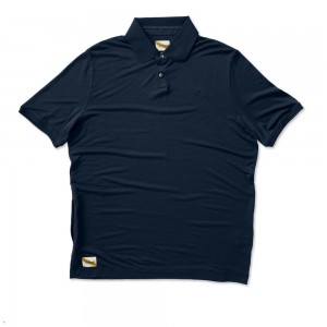 Navy Tracksmith Rapid Transit Polo Men's Shirts Singapore | FREHN-8247