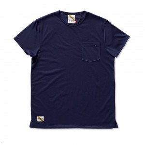 Navy Tracksmith Run Cannonball Run Men's Tee Singapore | NAZXW-9248