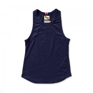 Navy Tracksmith Run Cannonball Run Women's Tank Singapore | MNPXJ-2965