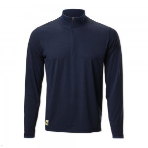 Navy Tracksmith Session Quarter Zip Men's Mid Layer Singapore | WARGB-0758