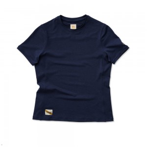 Navy Tracksmith Session Women's Tee Singapore | ZCMRJ-0169