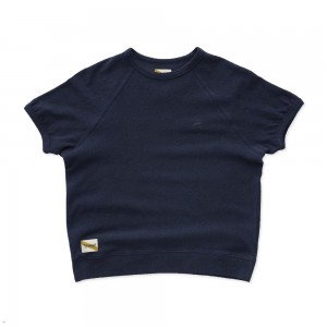 Navy Tracksmith Terry Crew Women's Shirts Singapore | YDGHV-5286