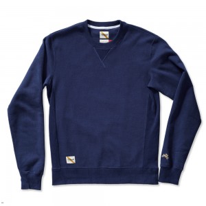 Navy Tracksmith Trackhouse Crew Men's Sweatshirt Singapore | BKUMA-7592