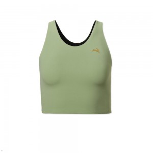 Olive Tracksmith Turnover Crop Women's Tops Singapore | UMRVW-6017