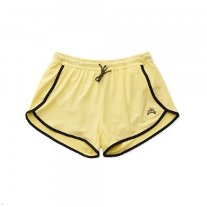 Pale Yellow/Black Tracksmith Van Cortlandt Women's Shorts Singapore | DIHWY-3620