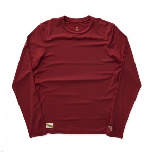 Red Tracksmith Session Long Sleeve Men's Shirts Singapore | ANKME-2463