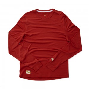 Scarlet Tracksmith Harrier Long Sleeve Men's Shirts Singapore | OPEUT-1482