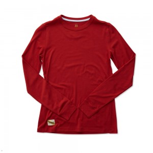 Scarlet Tracksmith Harrier Long Sleeve Women's Shirts Singapore | IUNRO-6854