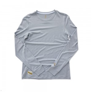 Sky Gray Tracksmith Harrier Long Sleeve Women's Shirts Singapore | PXIRZ-9587