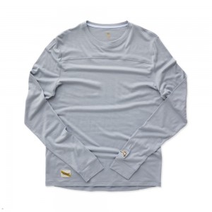 Sky Gray Tracksmith Harrier Long Sleeve Men's Shirts Singapore | OUDPK-3906