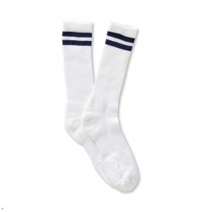 White/Navy Tracksmith Merino Tube Sock Singapore | XADWS-0849