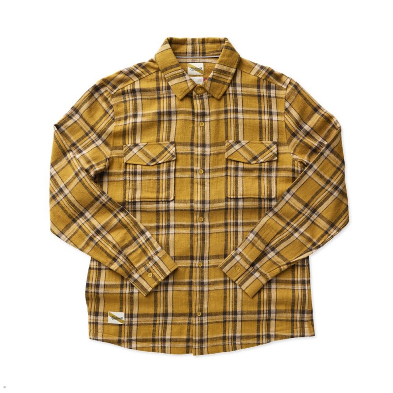 Amber Plaid Tracksmith New England Flannel Men\'s Shirts Singapore | CHAQD-9843